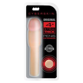 CyberSkinÂ® Vibrating 4 inch Xtra Thick Penis Extensionâ„¢, Light, Clamshell