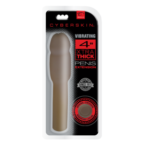 CyberSkinÂ® Vibrating 4 inch Xtra Thick Penis Extensionâ„¢, Dark, Clamshell