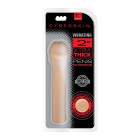 CyberSkinÂ® Vibrating 2 inch Xtra Thick Penis Extensionâ„¢, Light, Clamshell