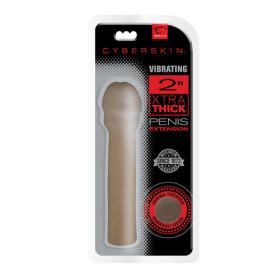 CyberSkinÂ® Vibrating 2 inch Xtra Thick Penis Extensionâ„¢, Dark, Clamshell