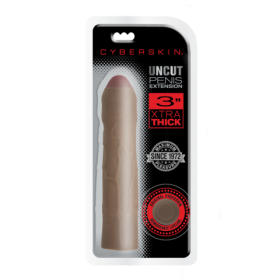 CyberSkin® Uncut 3 inch Xtra Thick Penis Extension™, Dark