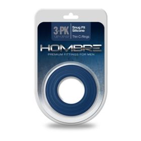 Hombre Snug-Fit Silicone Thin C-Rings, 3 Pk, Navy