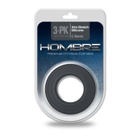 Hombre Xtra Stretch Silicone C-Bands, 3 Pk, Charcoal